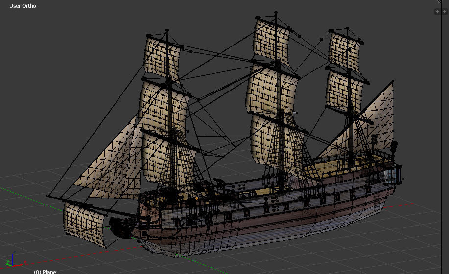 Historical French sail ship 3D model_7