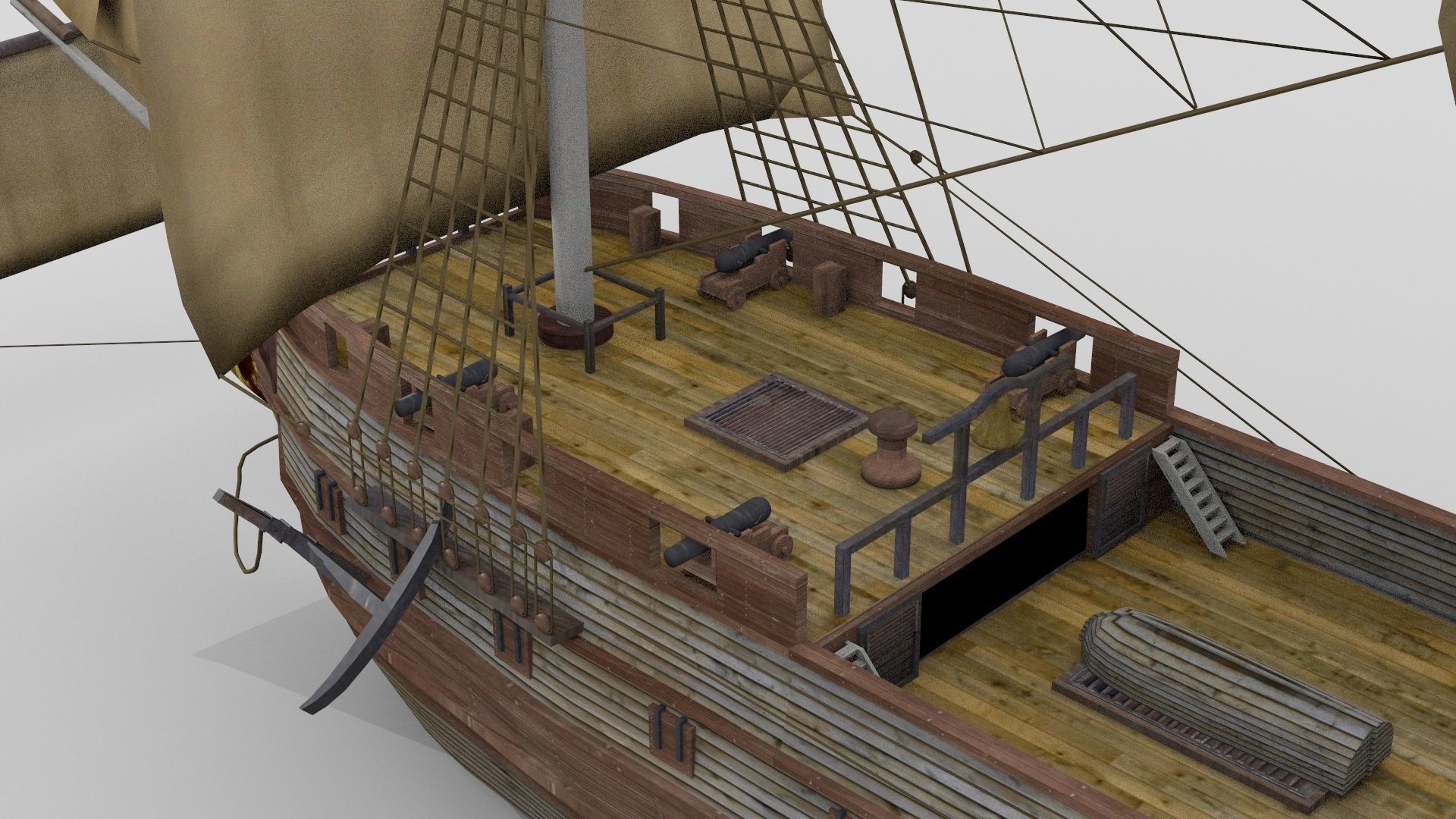 Historical French sail ship 3D model_5