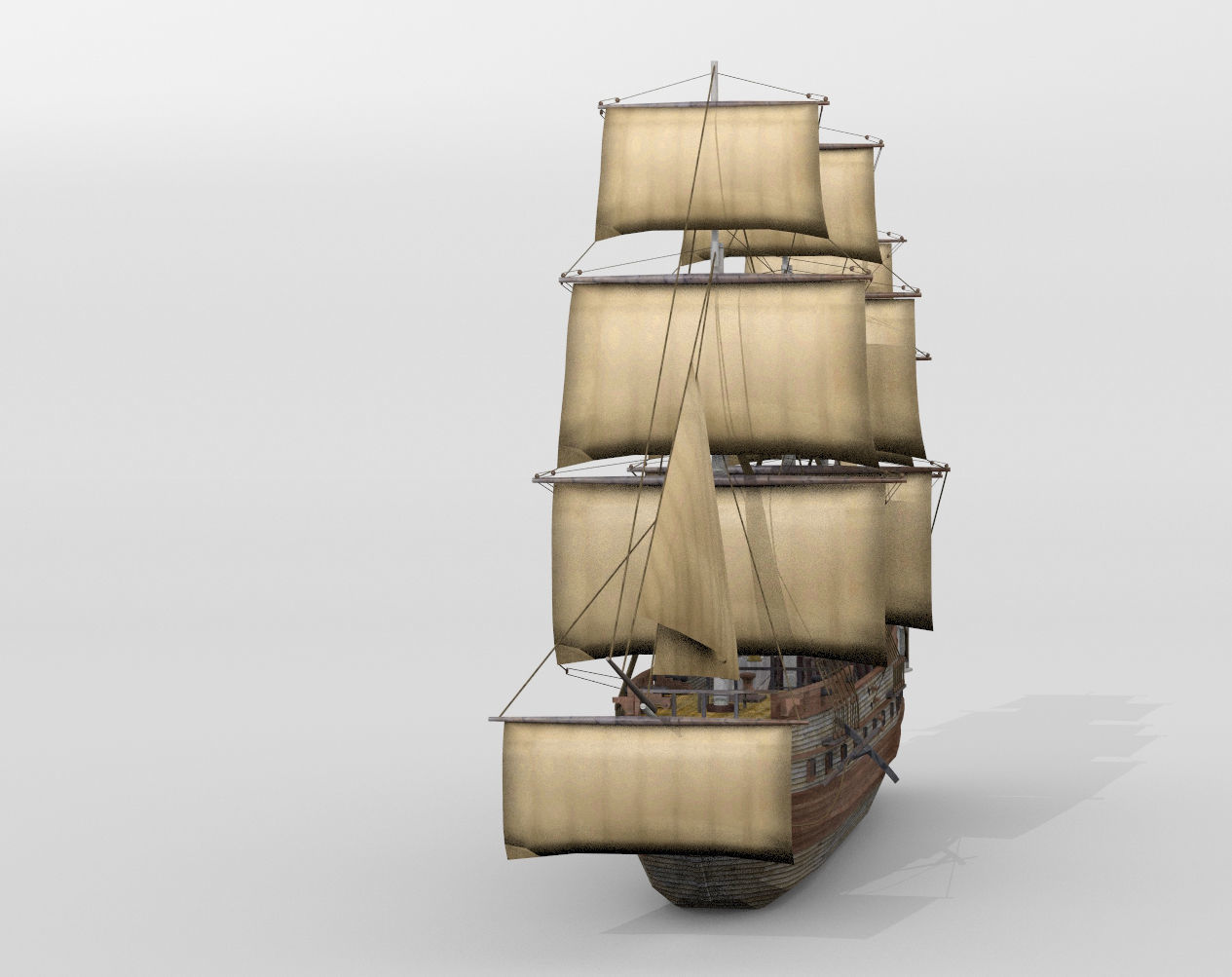 Historical French sail ship 3D model_1