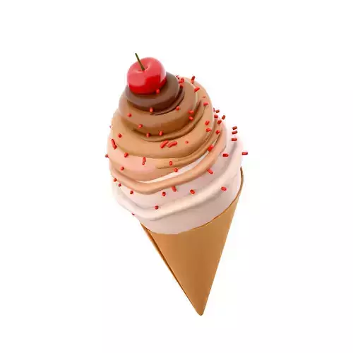 3d cream ice cream with a cherry icon