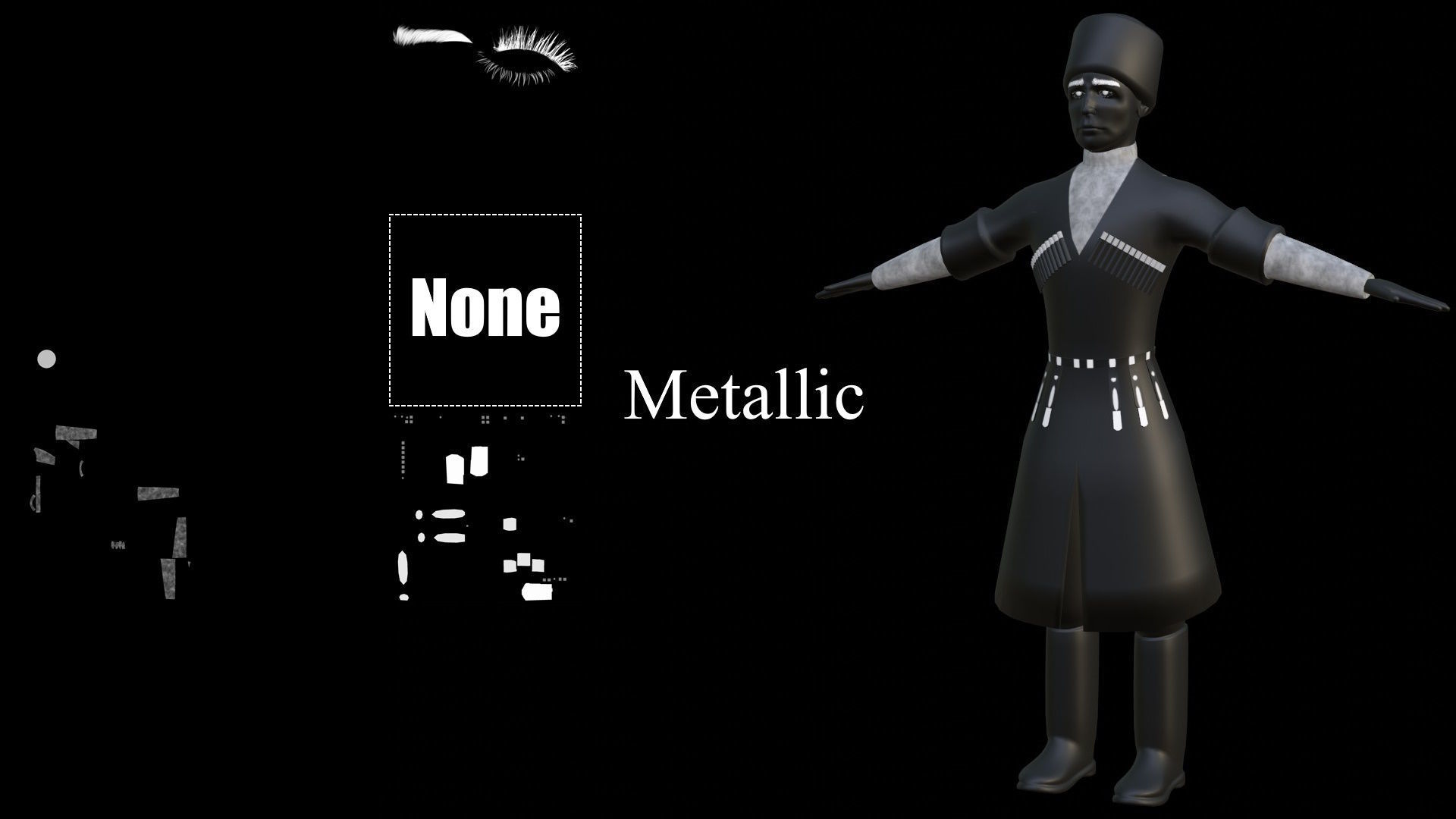 Caucasian or Cossack Character Costume Low-poly 3D model_52