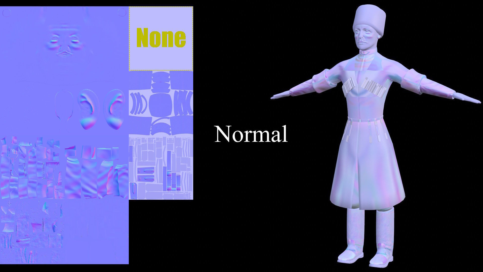 Caucasian or Cossack Character Costume Low-poly 3D model_55