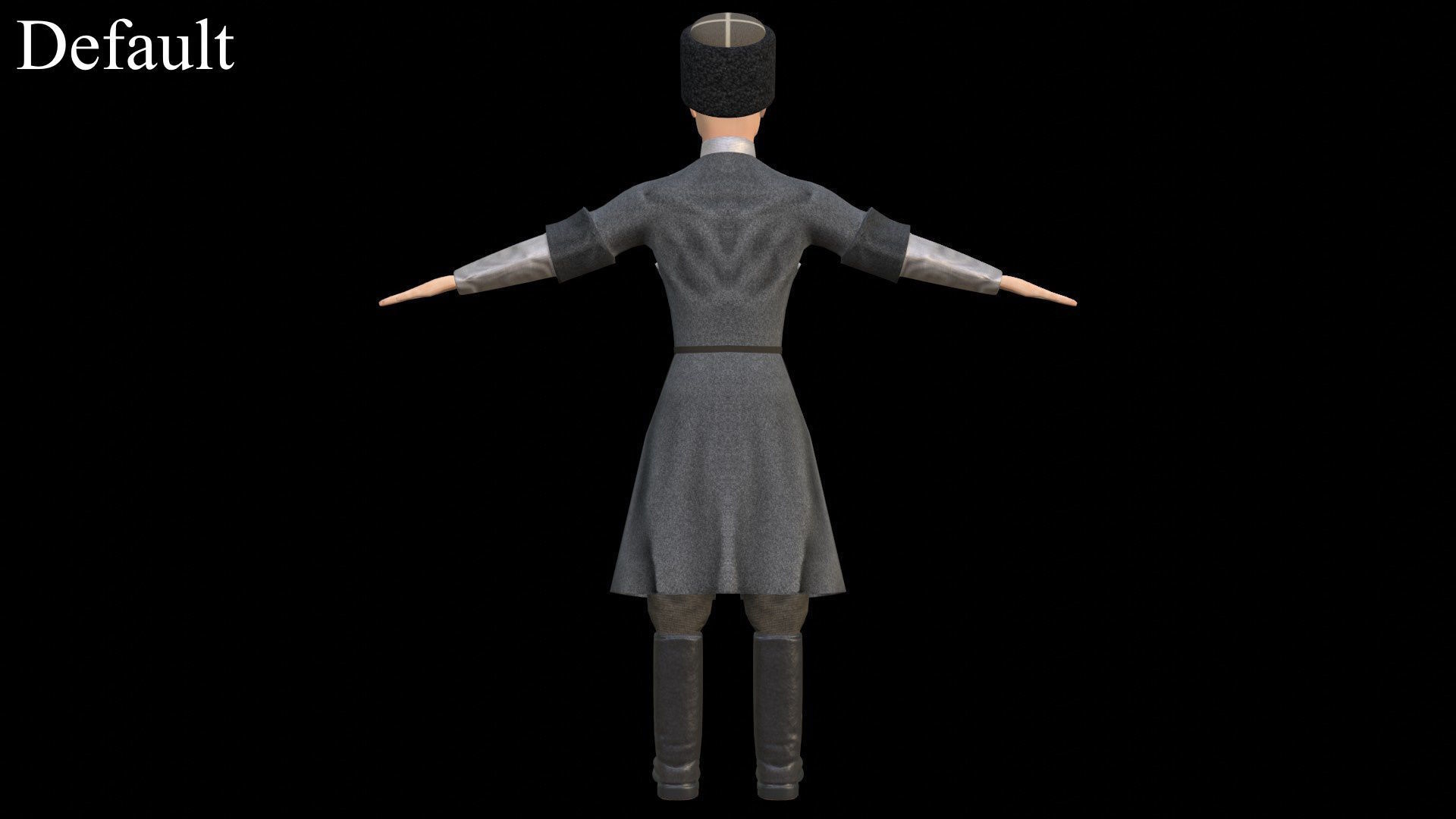 Caucasian or Cossack Character Costume Low-poly 3D model_13
