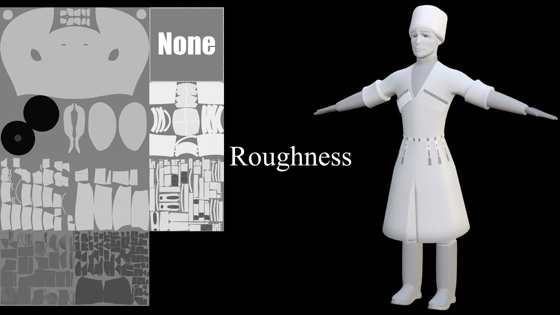 Caucasian or Cossack Character Costume Low-poly 3D model_54