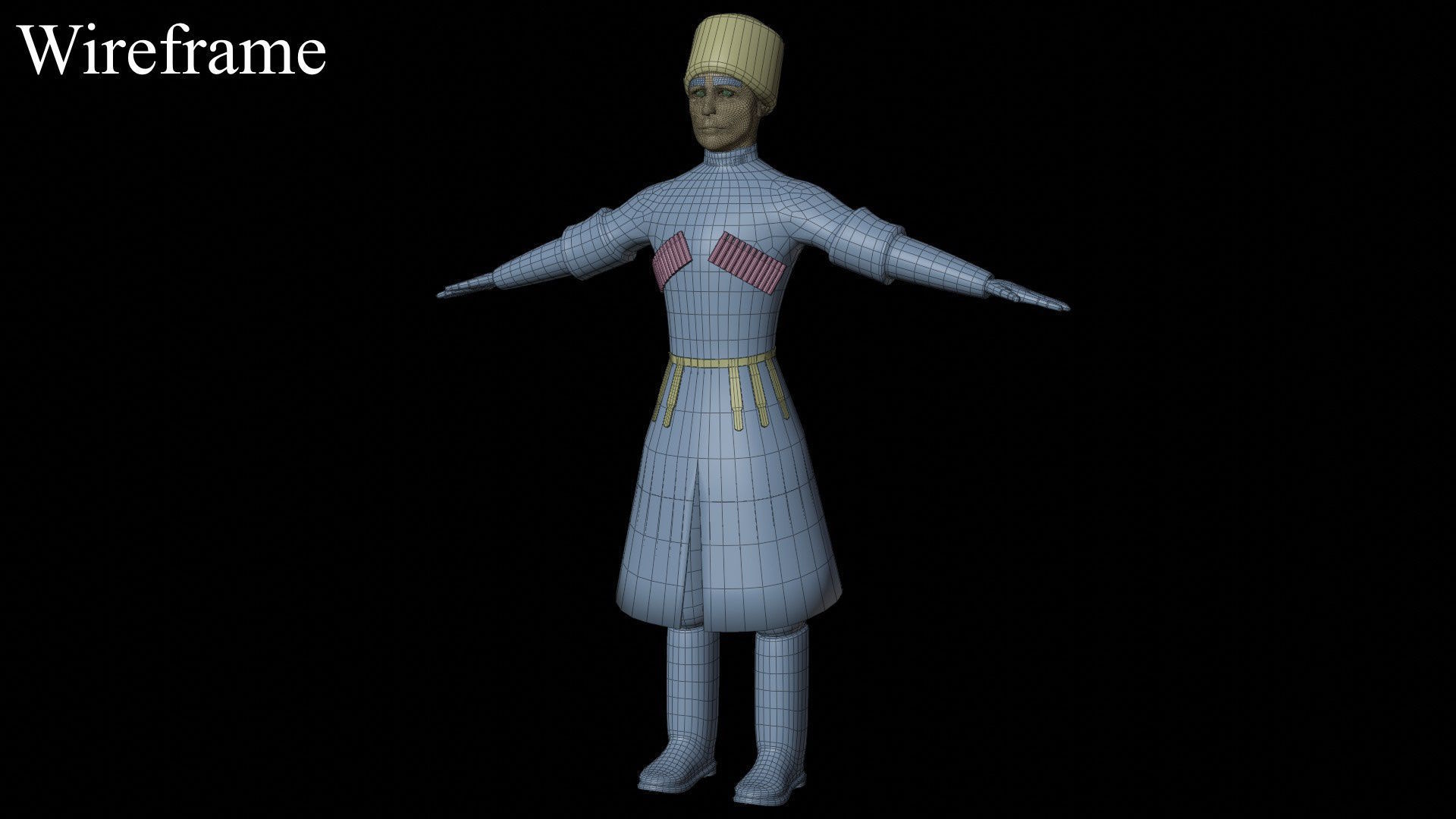 Caucasian or Cossack Character Costume Low-poly 3D model_50