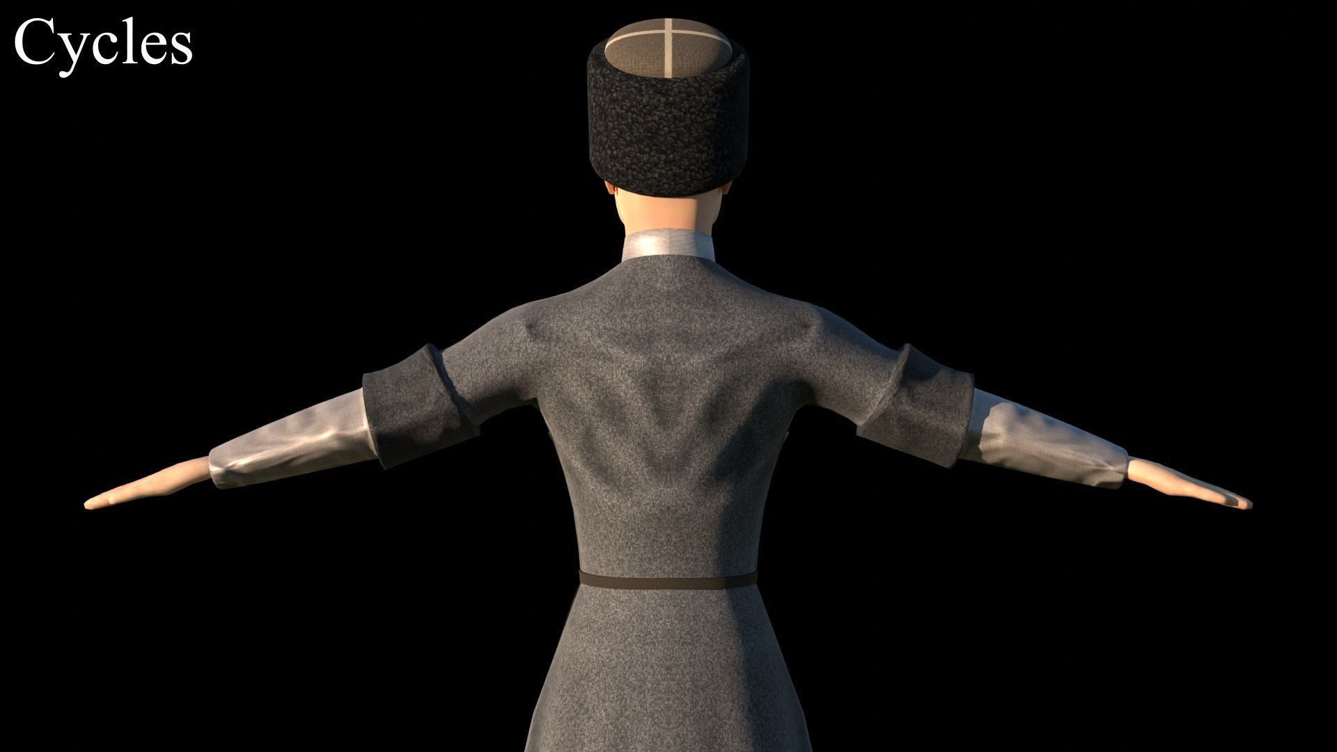 Caucasian or Cossack Character Costume Low-poly 3D model_44