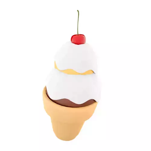 3d  ice cream with two balls and a cherry icon
