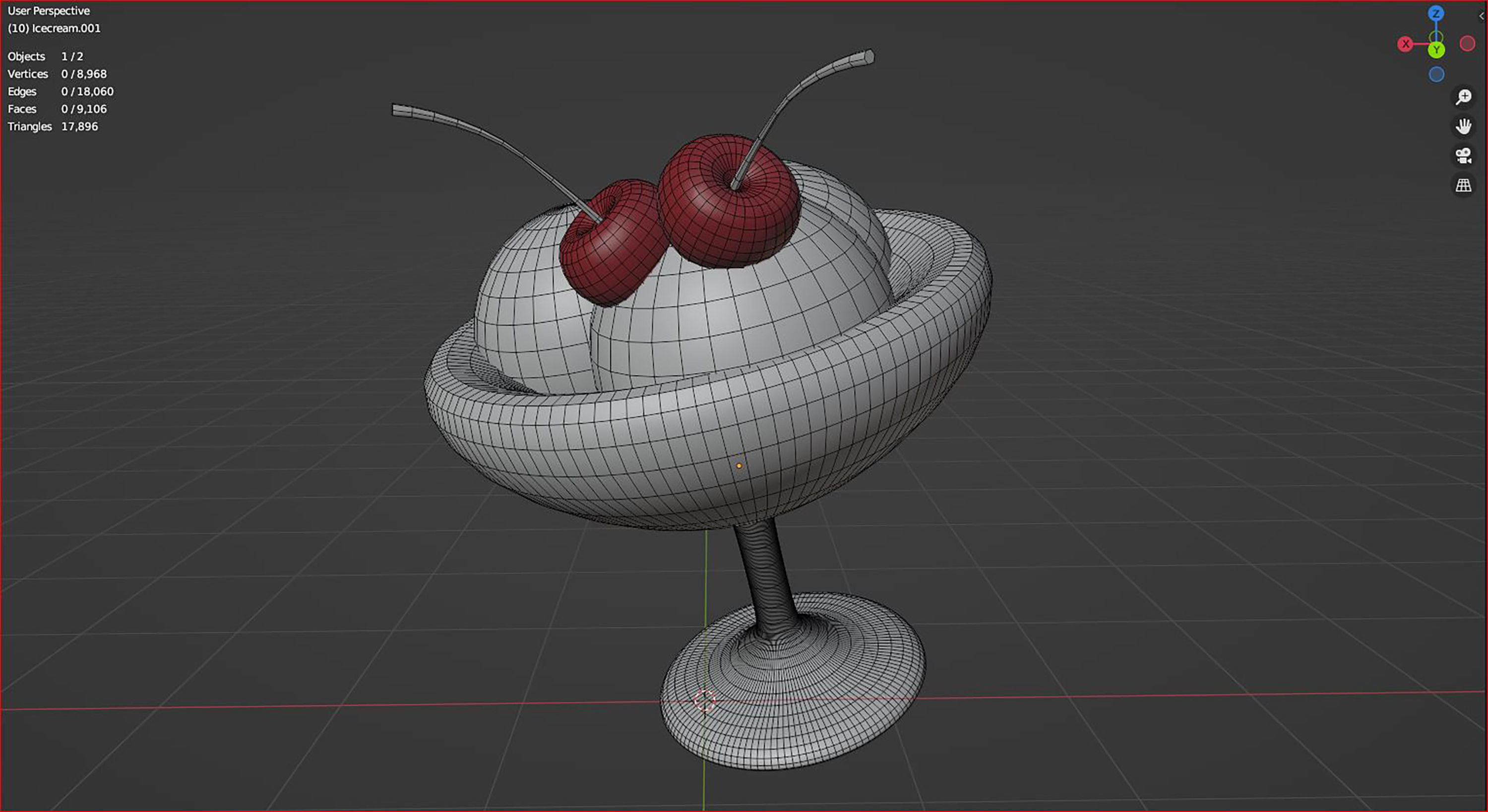 3d  three scoops of ice cream in a glass icon 3D model_6