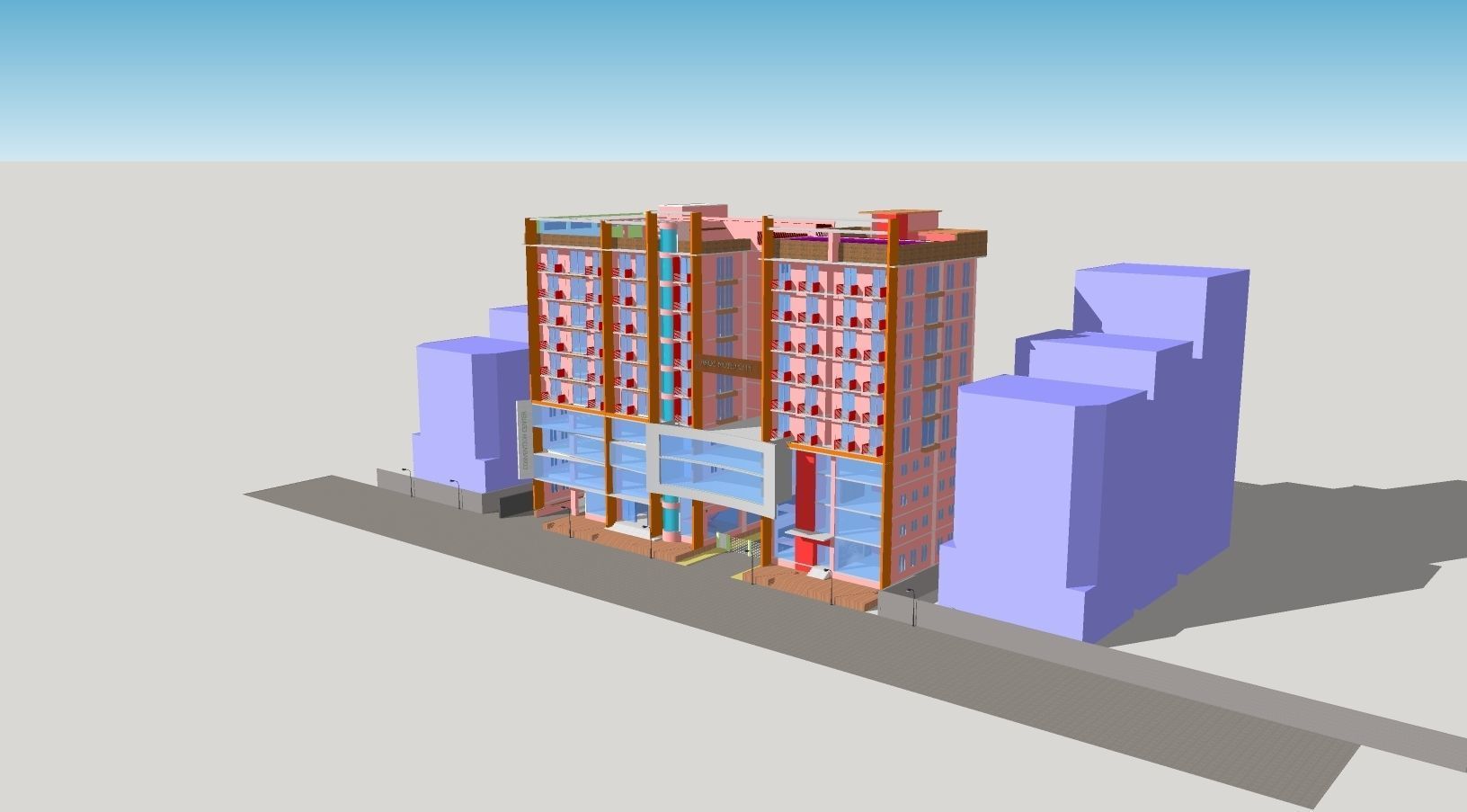 Mixed Used Commercial Building 3D model_4