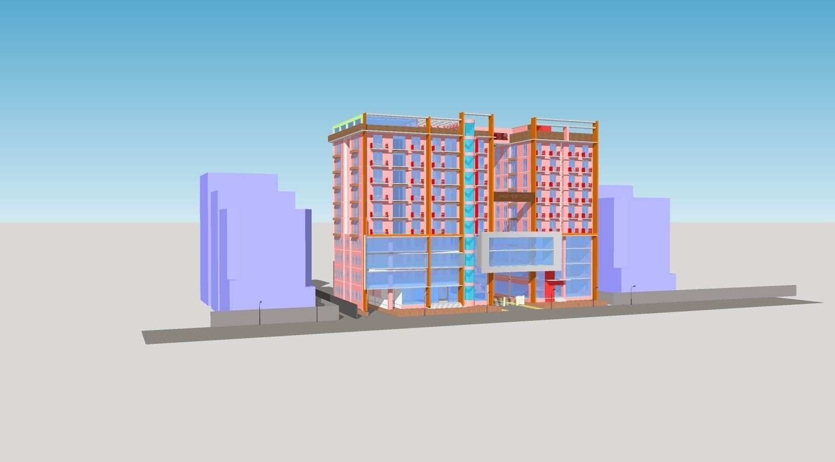 Mixed Used Commercial Building 3D model_1