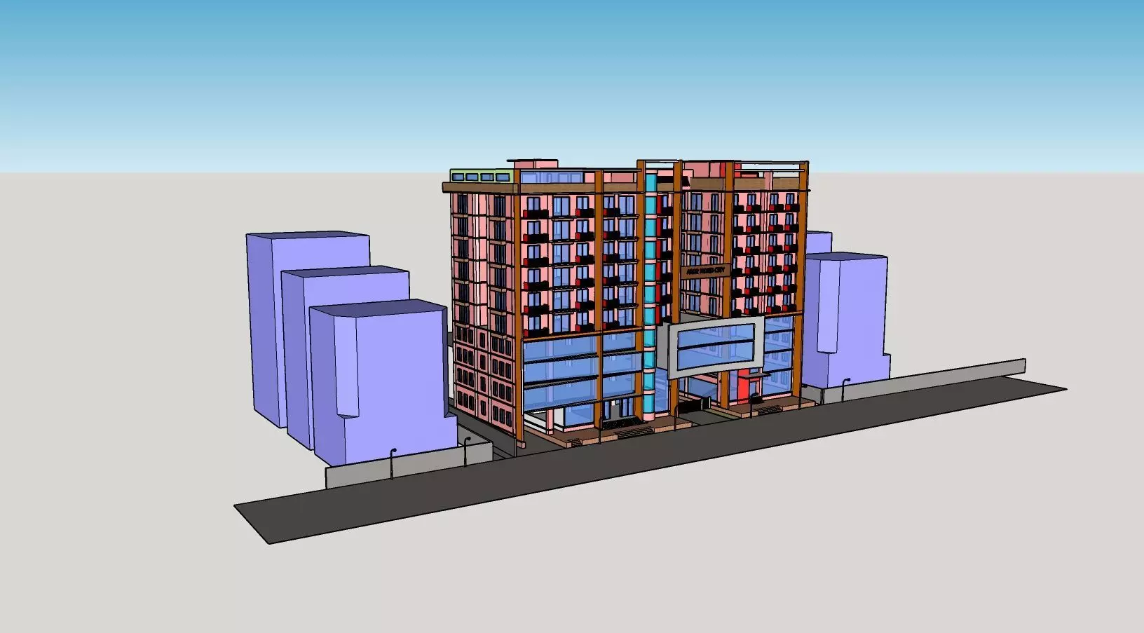 Mixed Used Commercial Building 3D model_0
