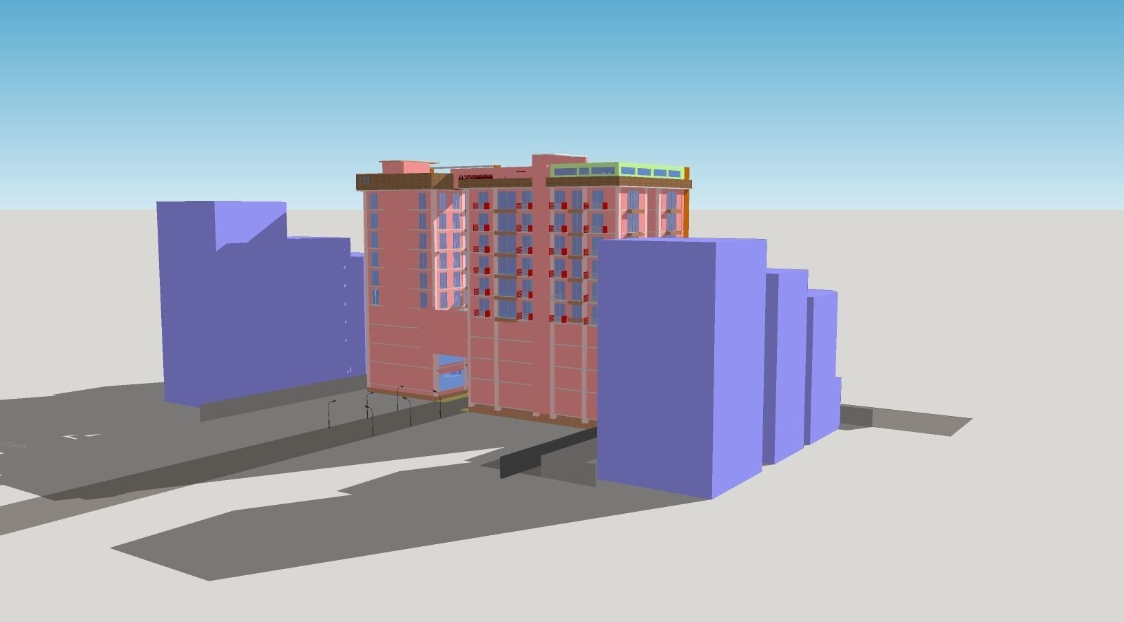 Mixed Used Commercial Building 3D model_2