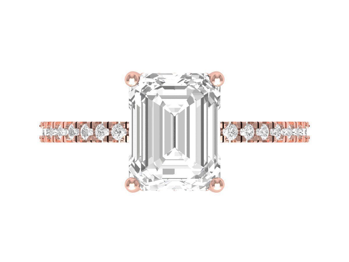 Emerald Solitaire Ring With Hidden Halo 3D print model_1