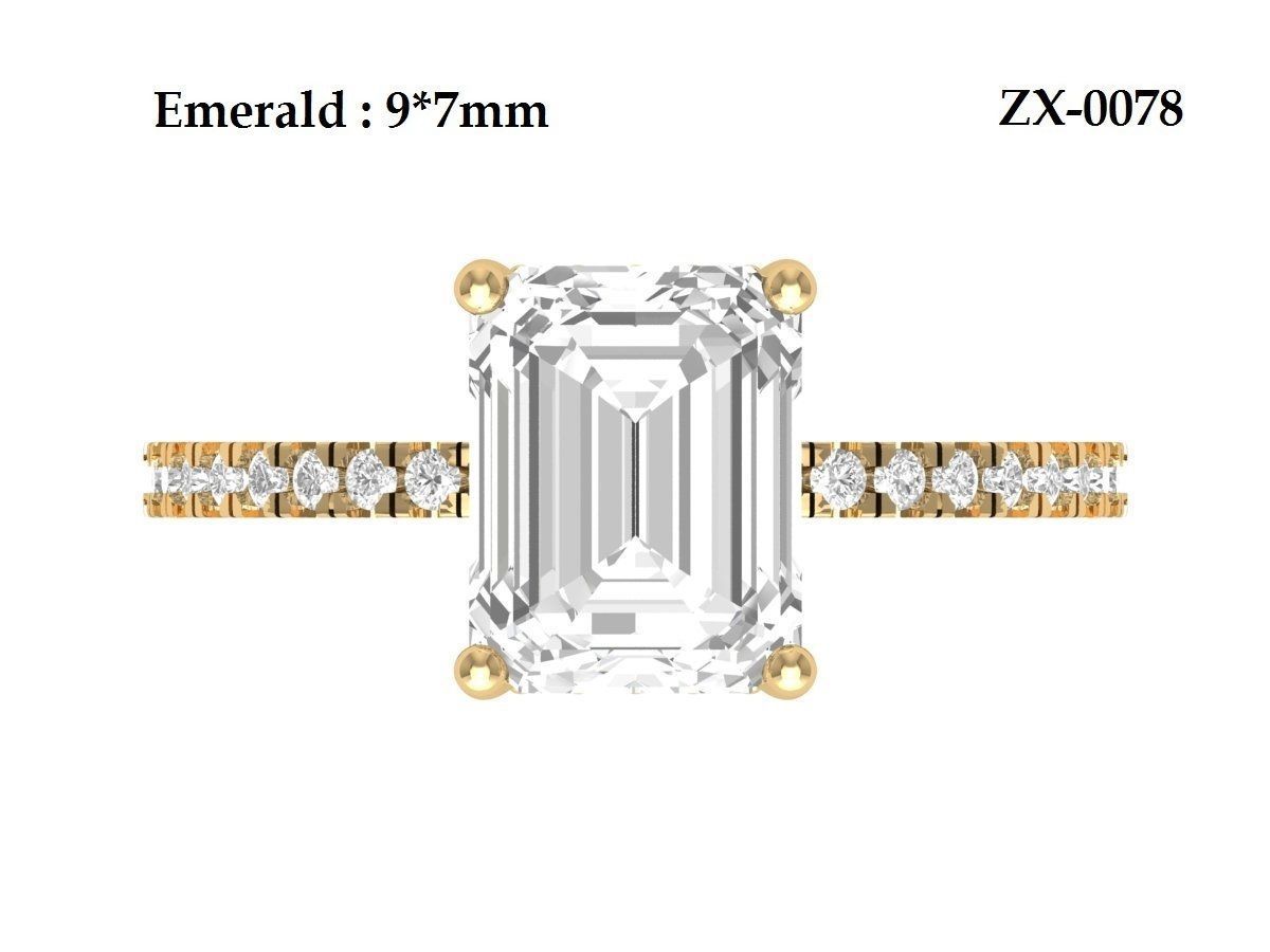 Emerald Solitaire Ring With Hidden Halo 3D print model_13