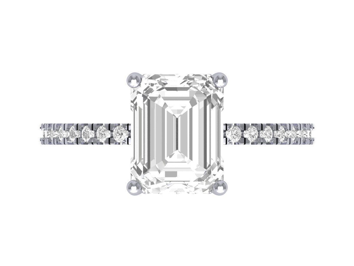 Emerald Solitaire Ring With Hidden Halo 3D print model_2