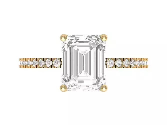 Emerald Solitaire Ring With Hidden Halo 3D print model