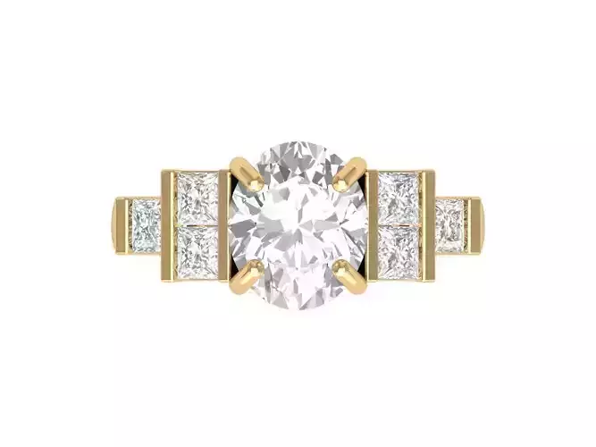Oval Solitaire Ring 3D print model