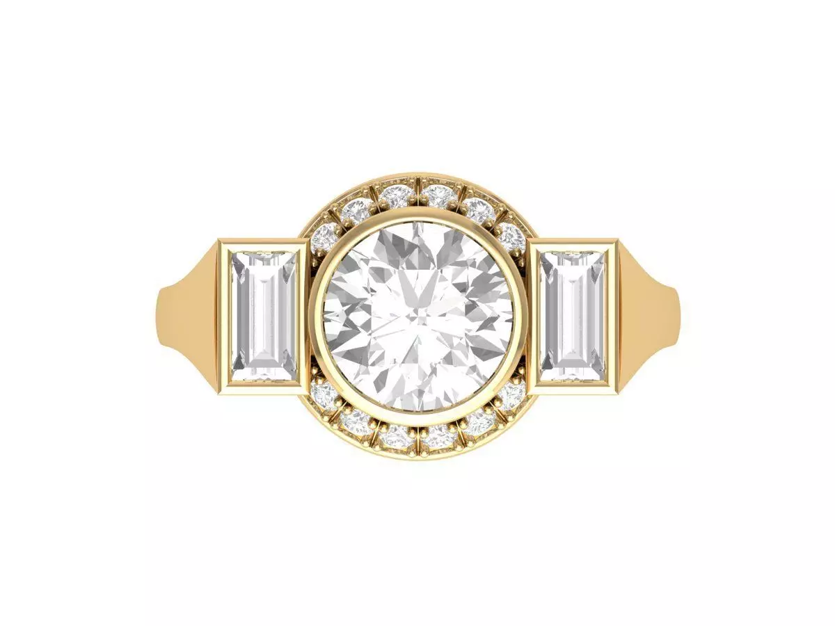 3 Stone Engagement Ring  3D print model_0