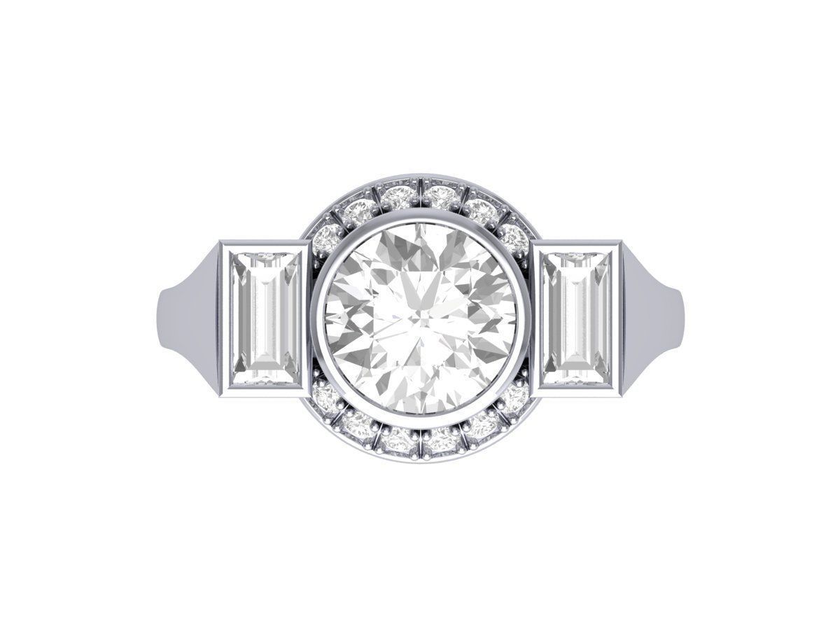 3 Stone Engagement Ring  3D print model_2