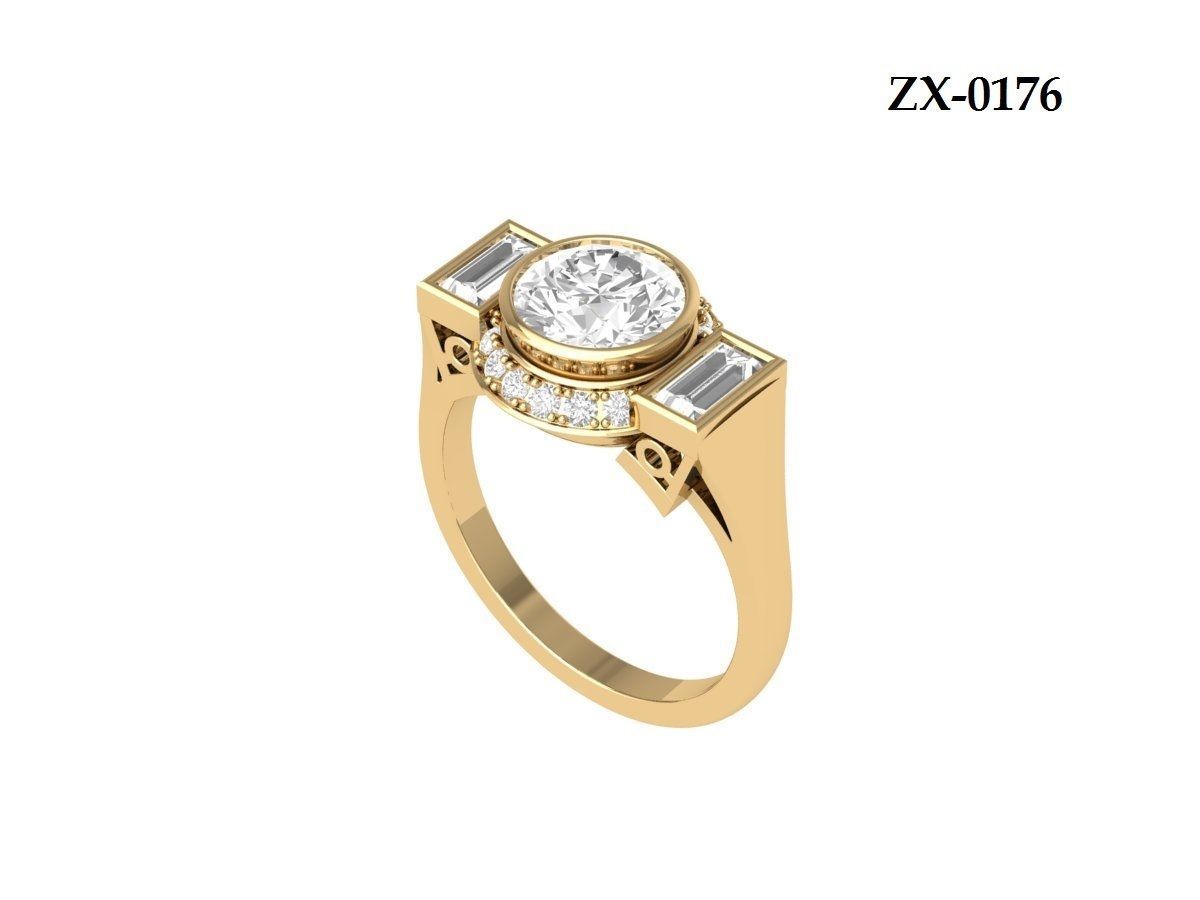 3 Stone Engagement Ring  3D print model_13