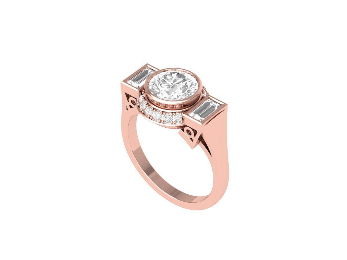 3 Stone Engagement Ring  3D print model_4