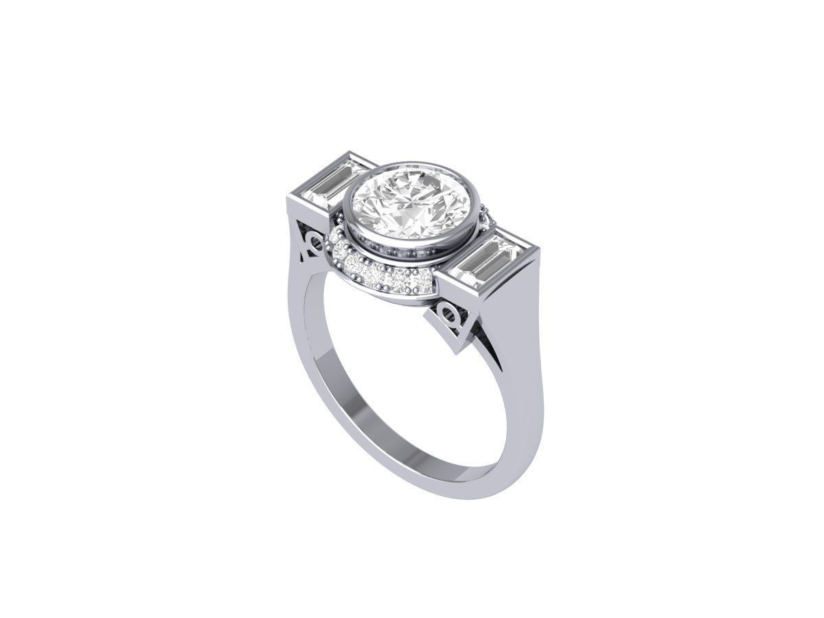 3 Stone Engagement Ring  3D print model_5