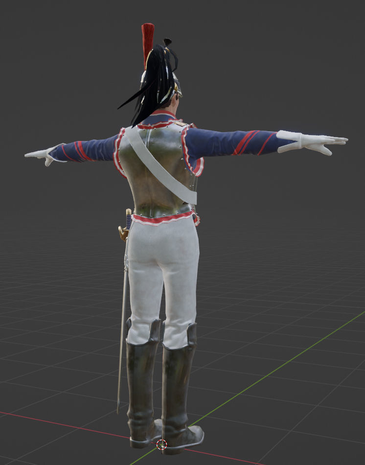 Napoleonic Cuirassier T-Pose 3D model_4