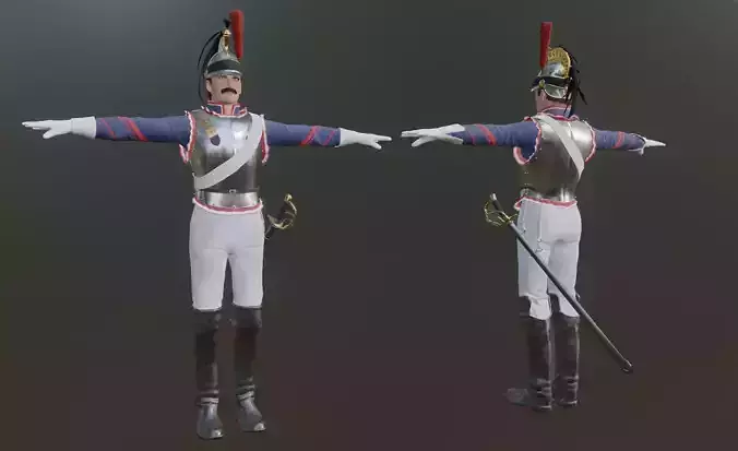 Napoleonic Cuirassier T-Pose 3D model