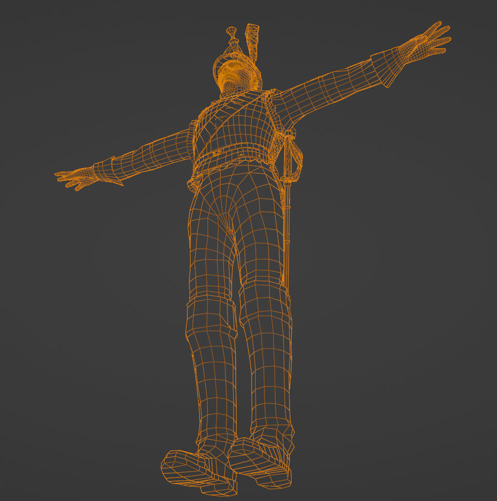 Napoleonic Cuirassier T-Pose 3D model_7