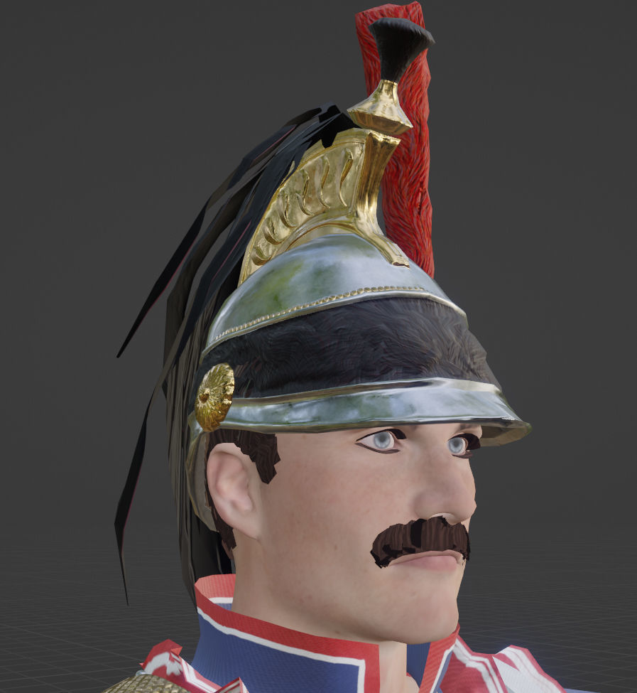 Napoleonic Cuirassier T-Pose 3D model_3