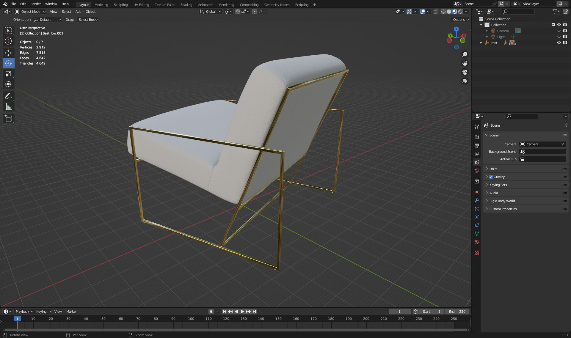 Marsden Chair - Subdivision geometry Low-poly 3D model_12