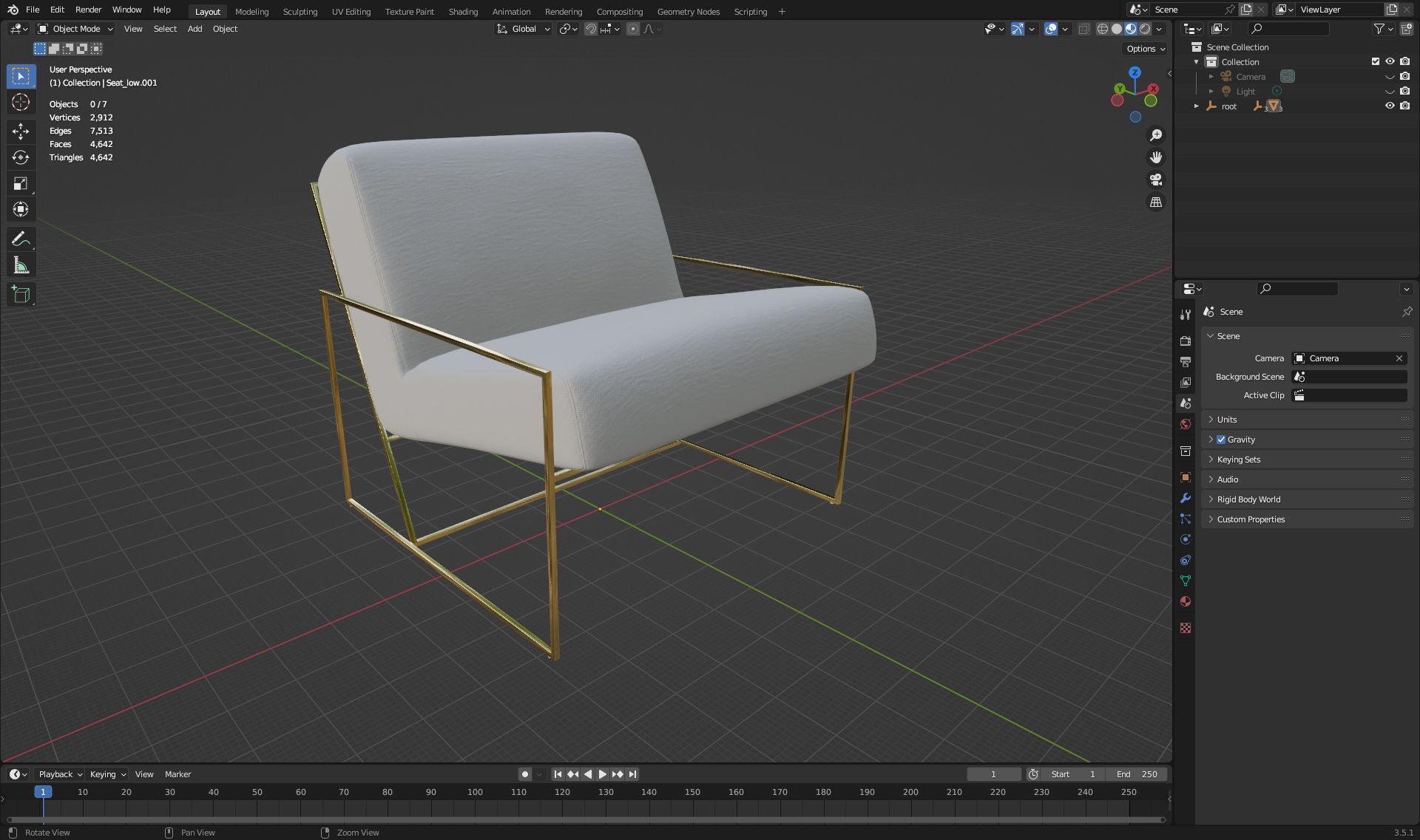 Marsden Chair - Subdivision geometry Low-poly 3D model_11