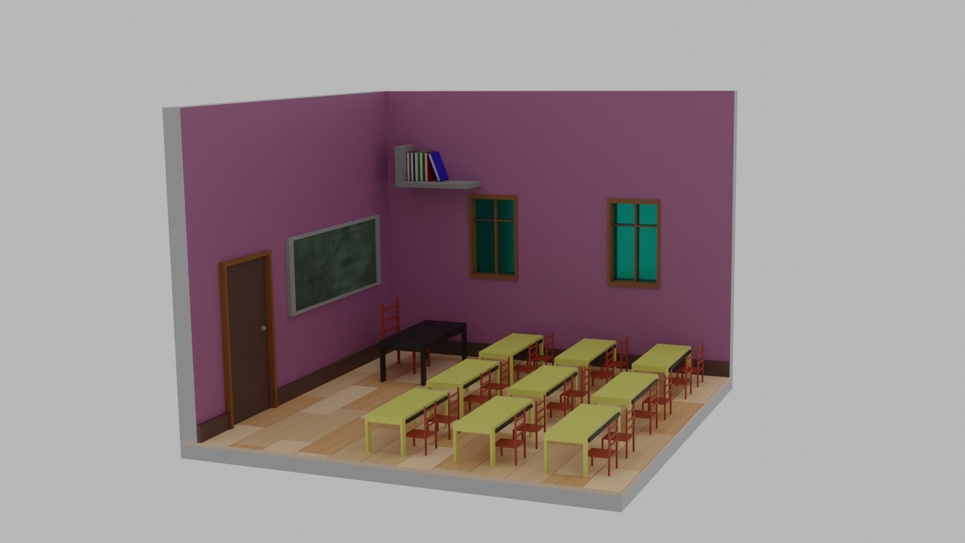 Isomeric Class Room Low-poly 3D model_4
