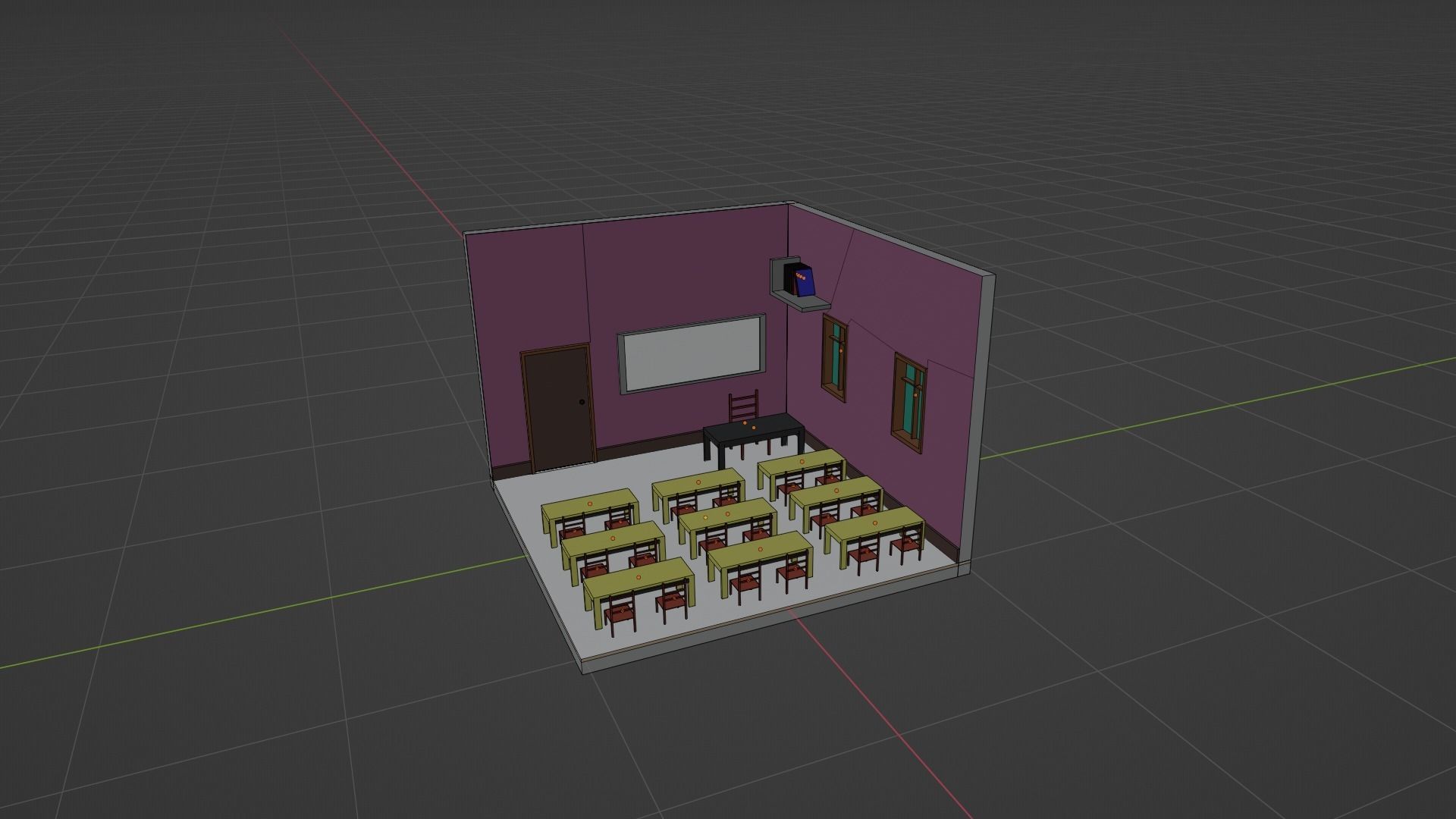 Isomeric Class Room Low-poly 3D model_8