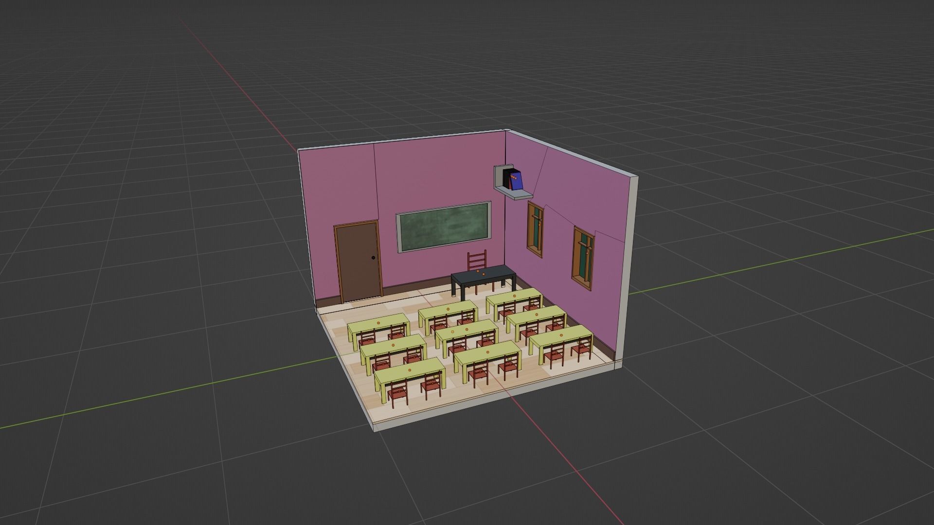 Isomeric Class Room Low-poly 3D model_7