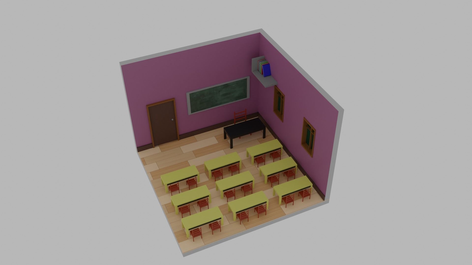 Isomeric Class Room Low-poly 3D model_2