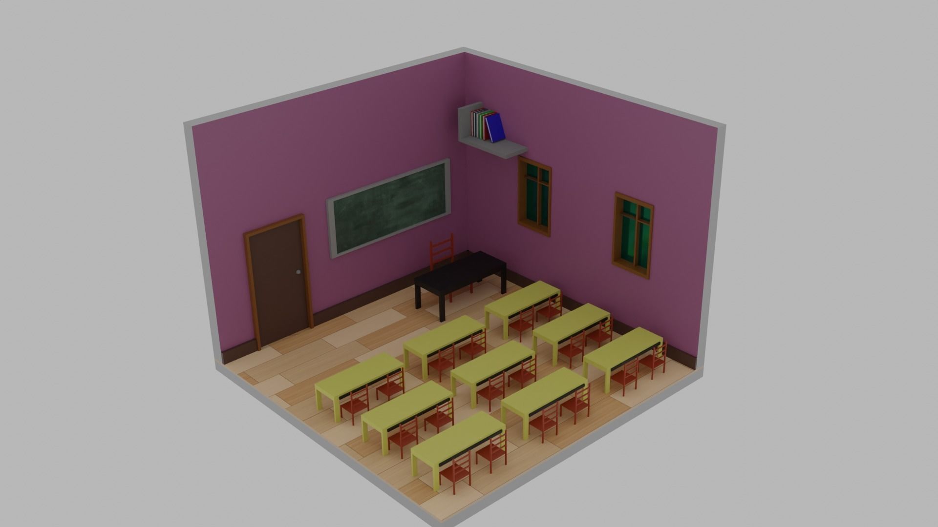 Isomeric Class Room Low-poly 3D model_6
