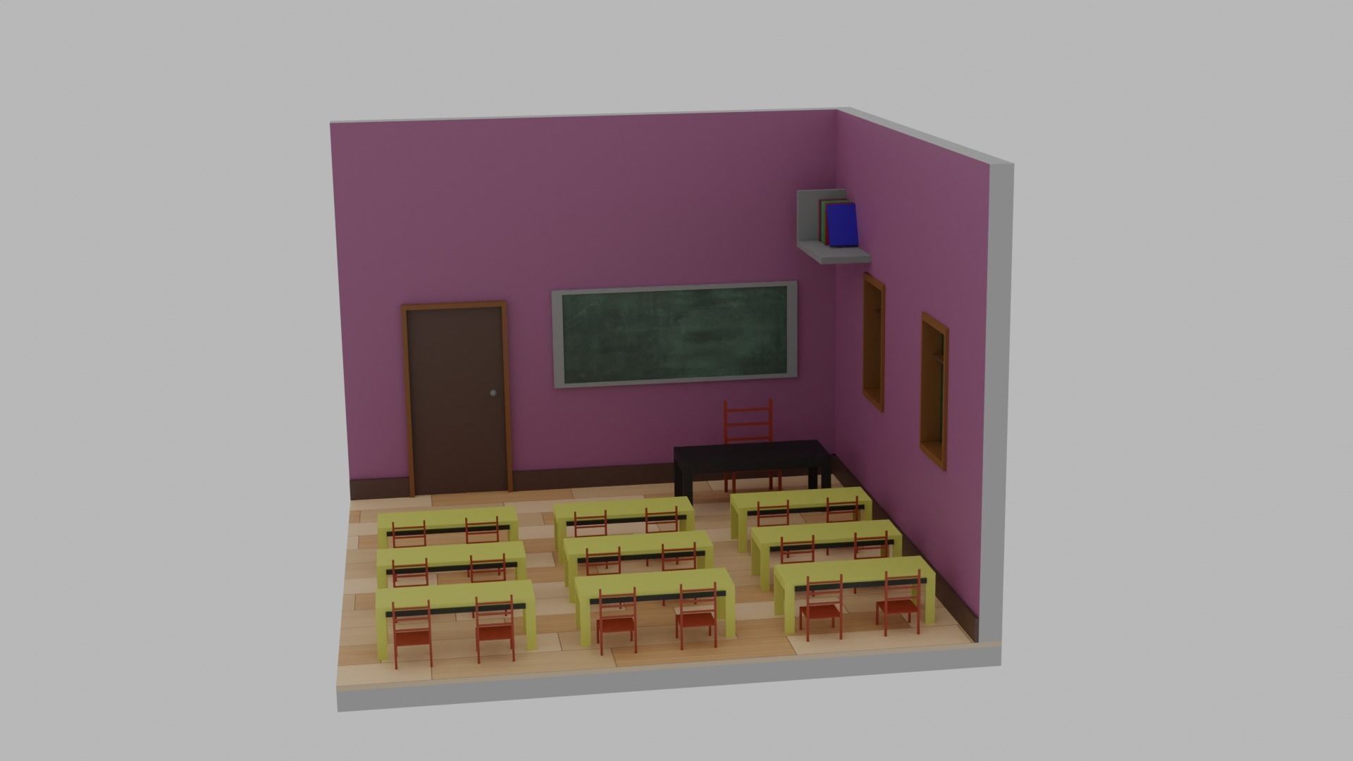Isomeric Class Room Low-poly 3D model_3