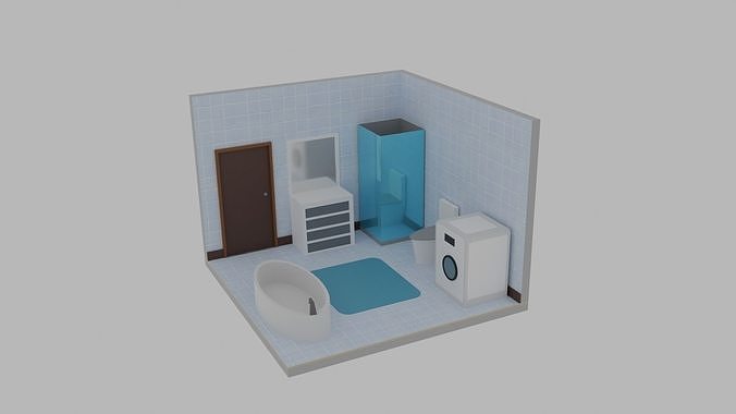 Isomeric Bathroom Low-poly 3D model