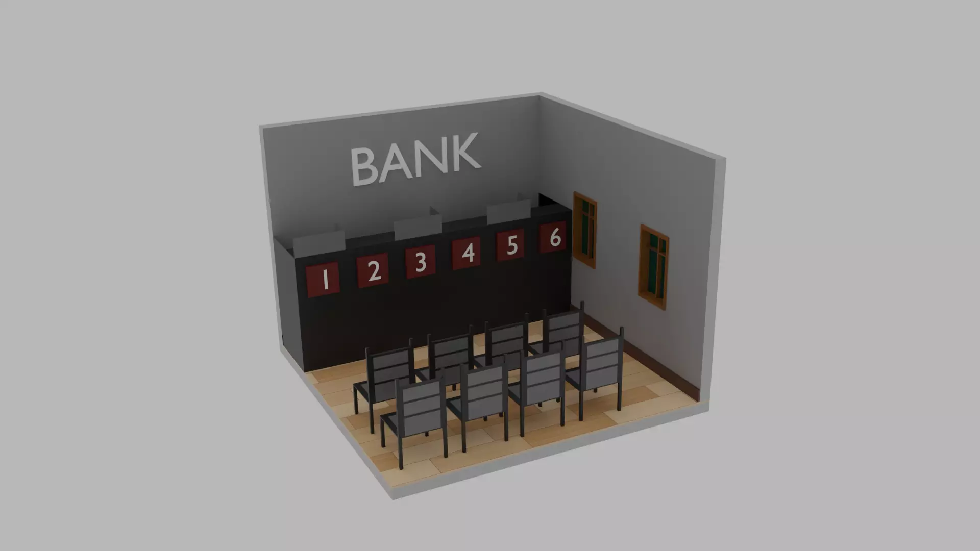 Isomeric Bank Low-poly 3D model