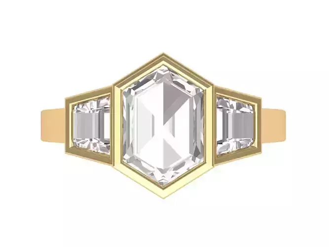Hexagone 3 Stone Ring