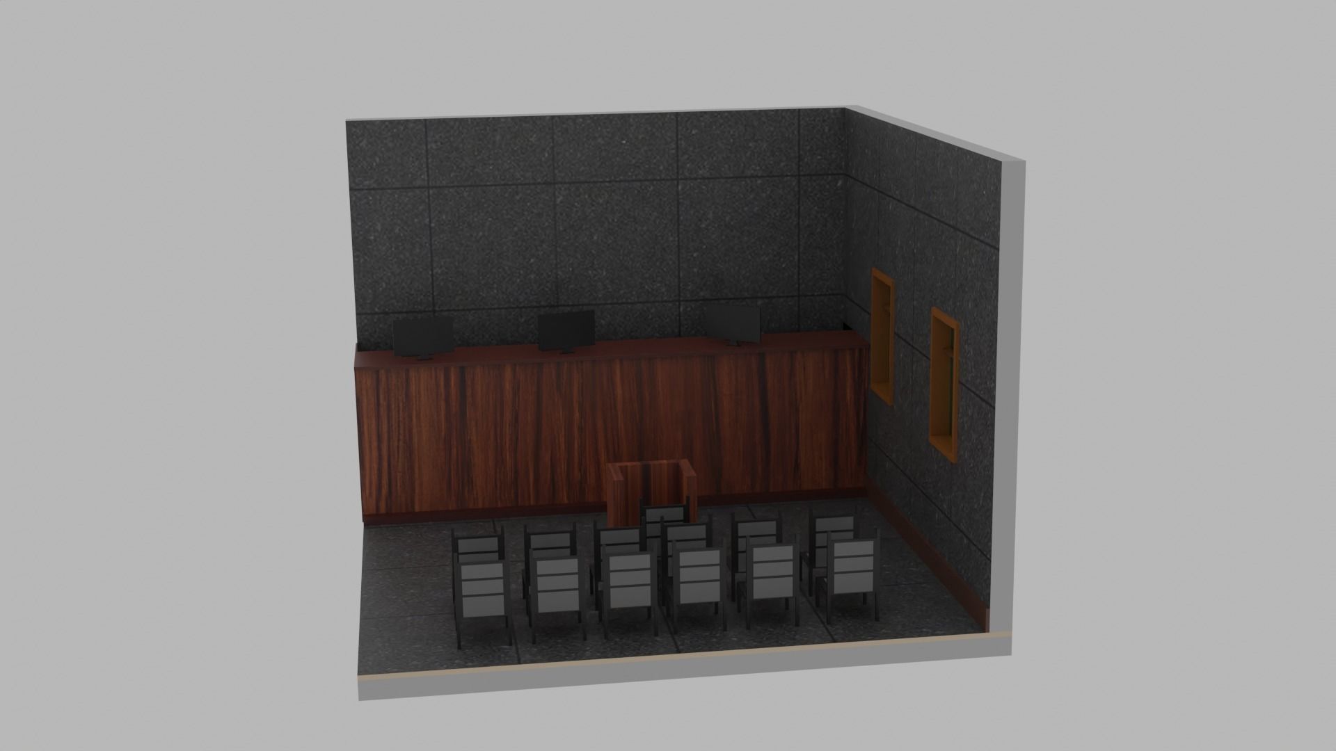 Isomeric Courtroom Low-poly 3D model_3