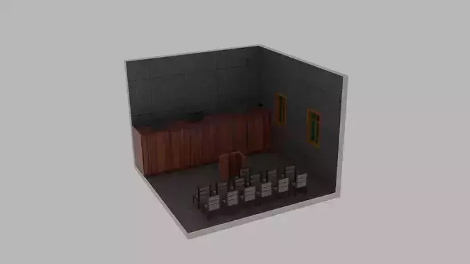 Isomeric Courtroom Low-poly 3D model