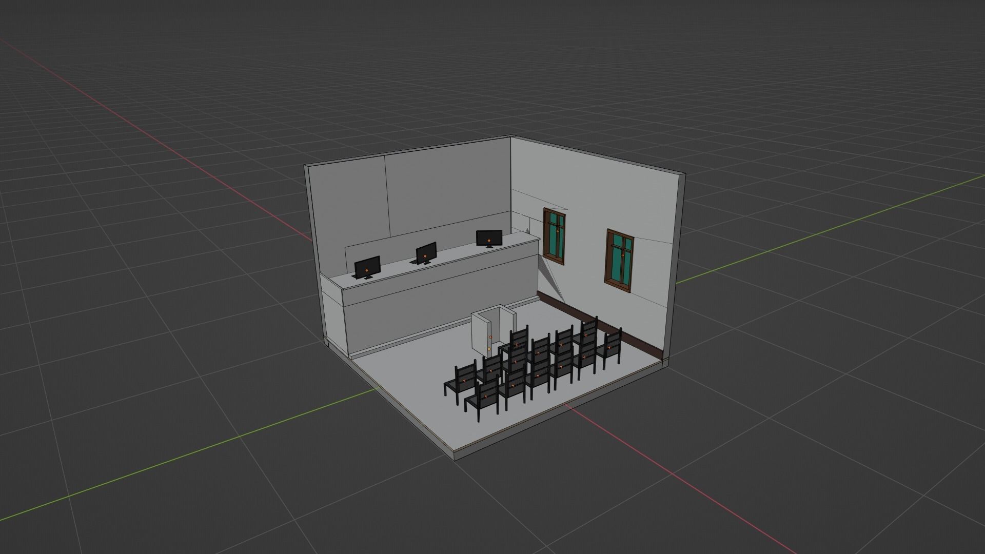 Isomeric Courtroom Low-poly 3D model_8