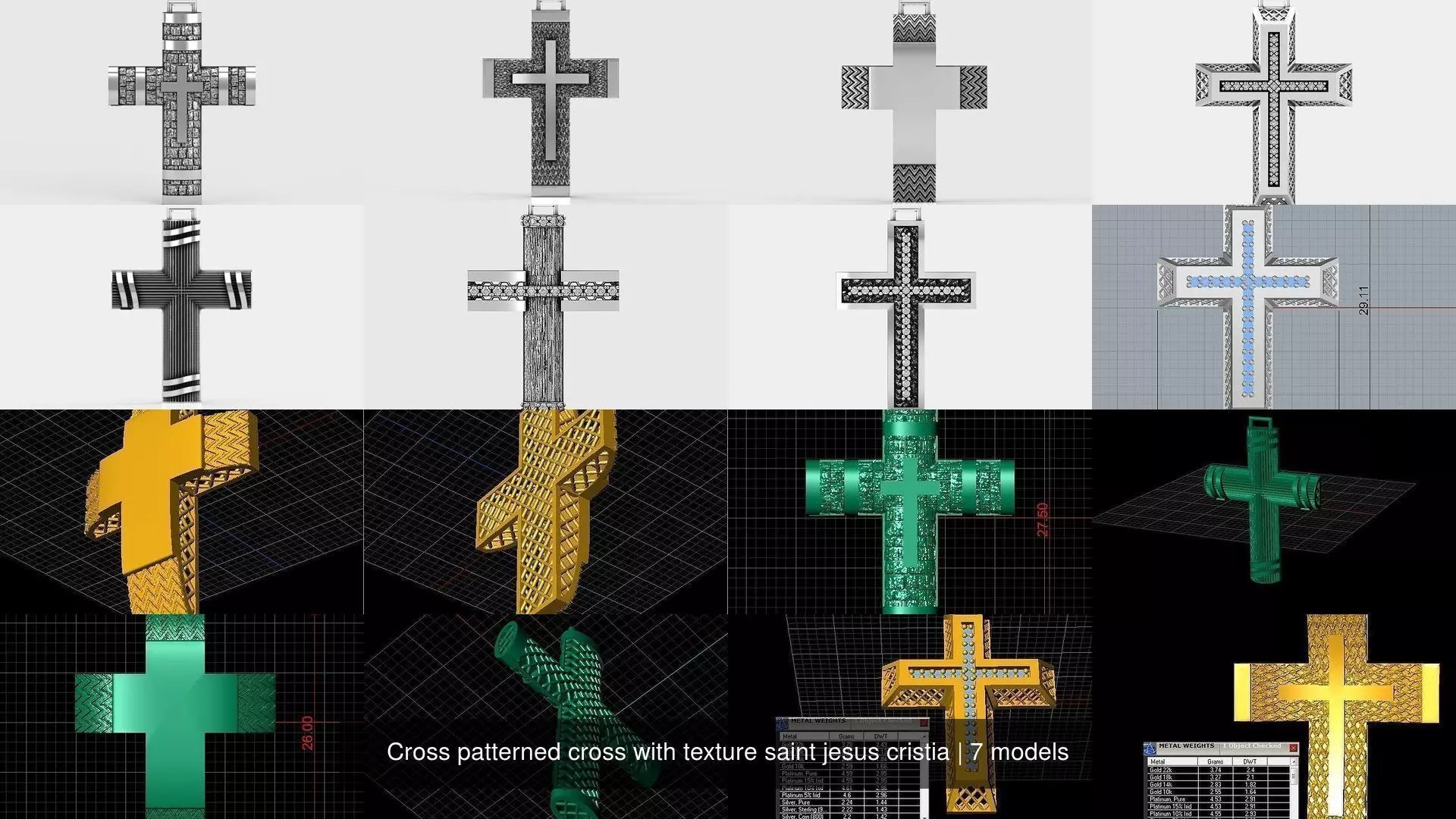 Cross patterned cross with texture saint jesus cristia 3D Model Collection_0