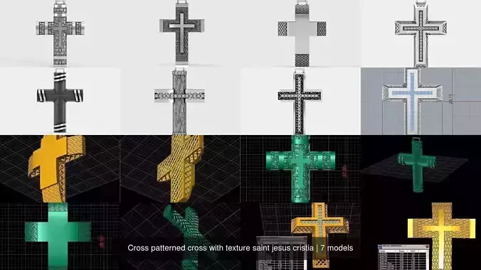 Cross patterned cross with texture saint jesus cristia 3D Model Collection