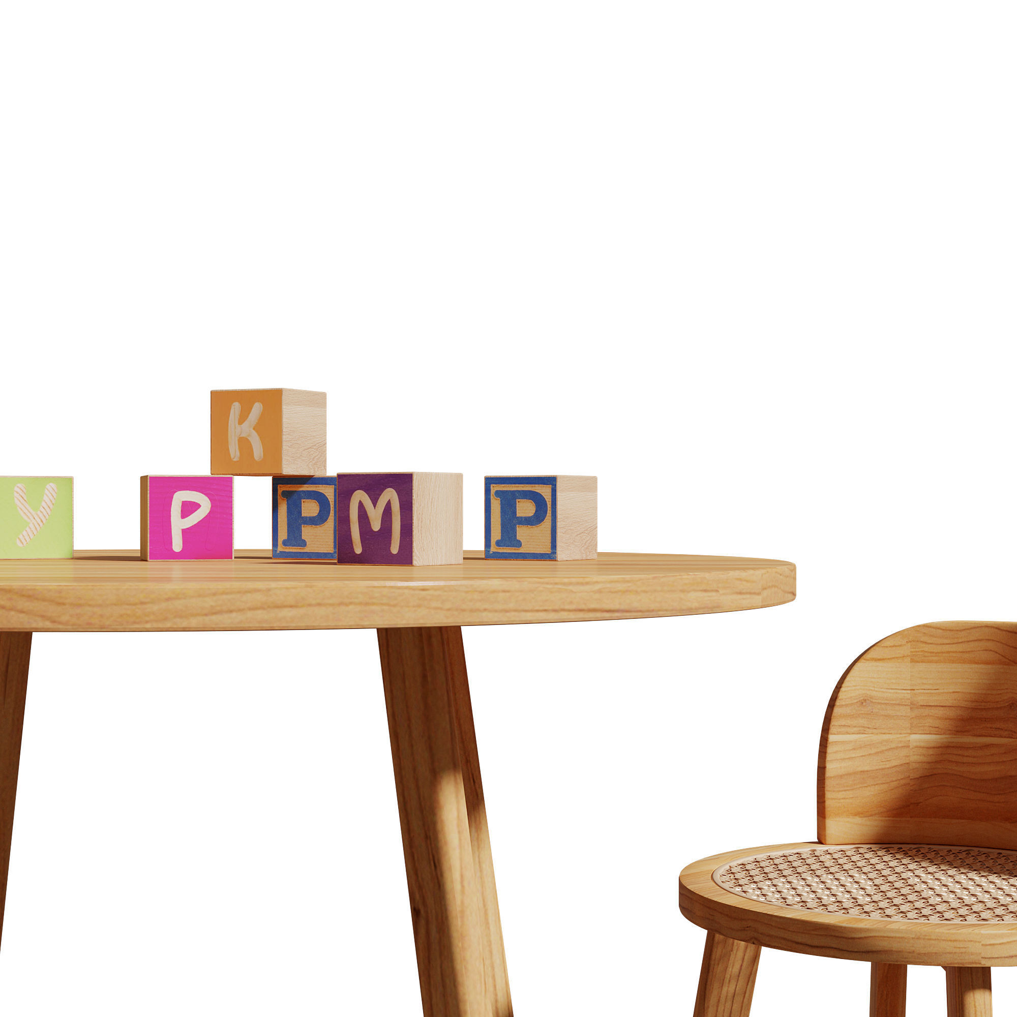 Kathyscove Quinns Junior Round Activity Wood Table Chairs Set 3D model_27