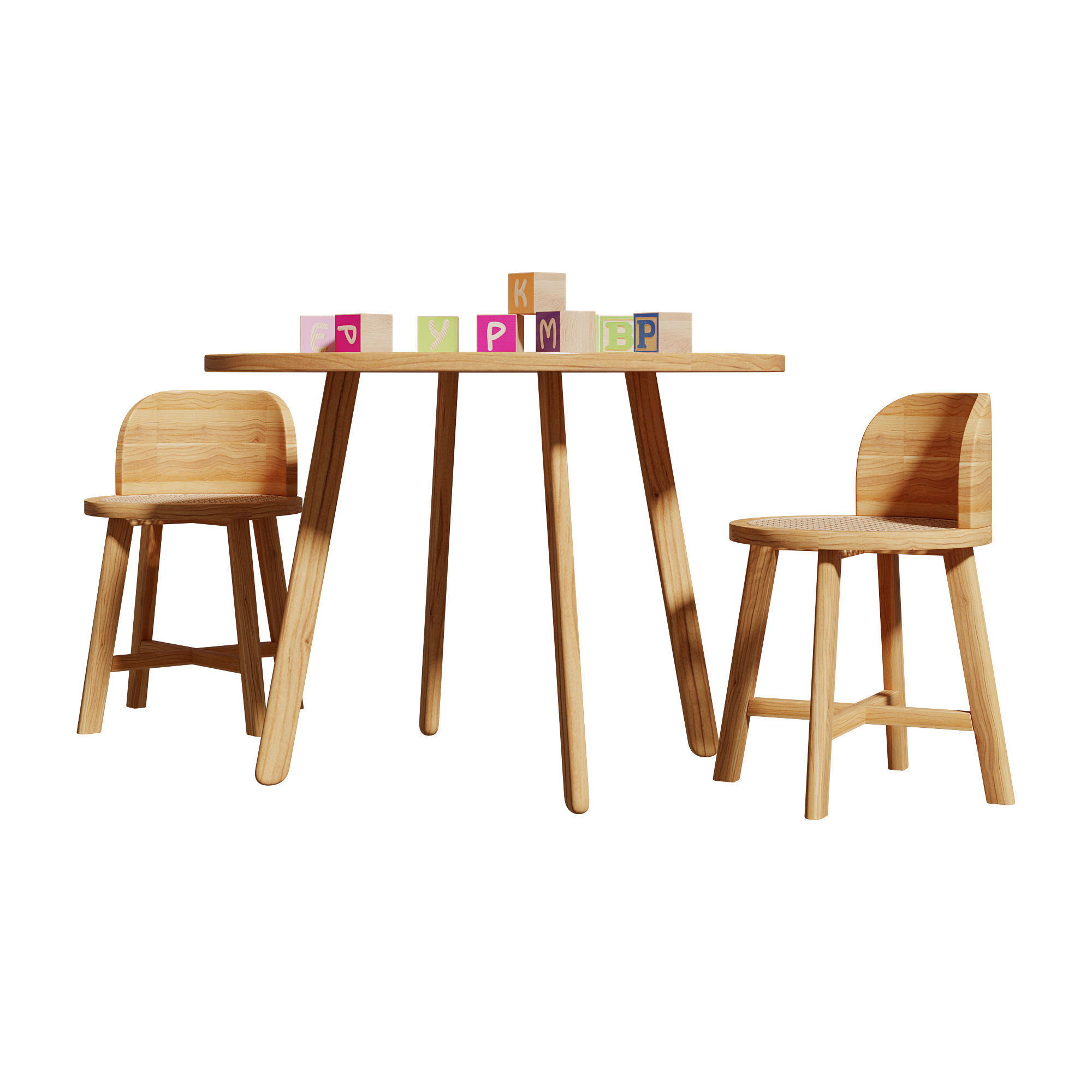 Kathyscove Quinns Junior Round Activity Wood Table Chairs Set 3D model_9