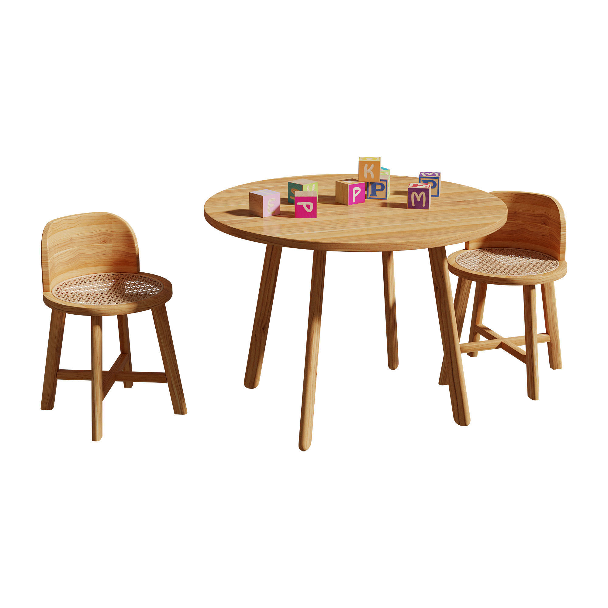 Kathyscove Quinns Junior Round Activity Wood Table Chairs Set 3D model_6