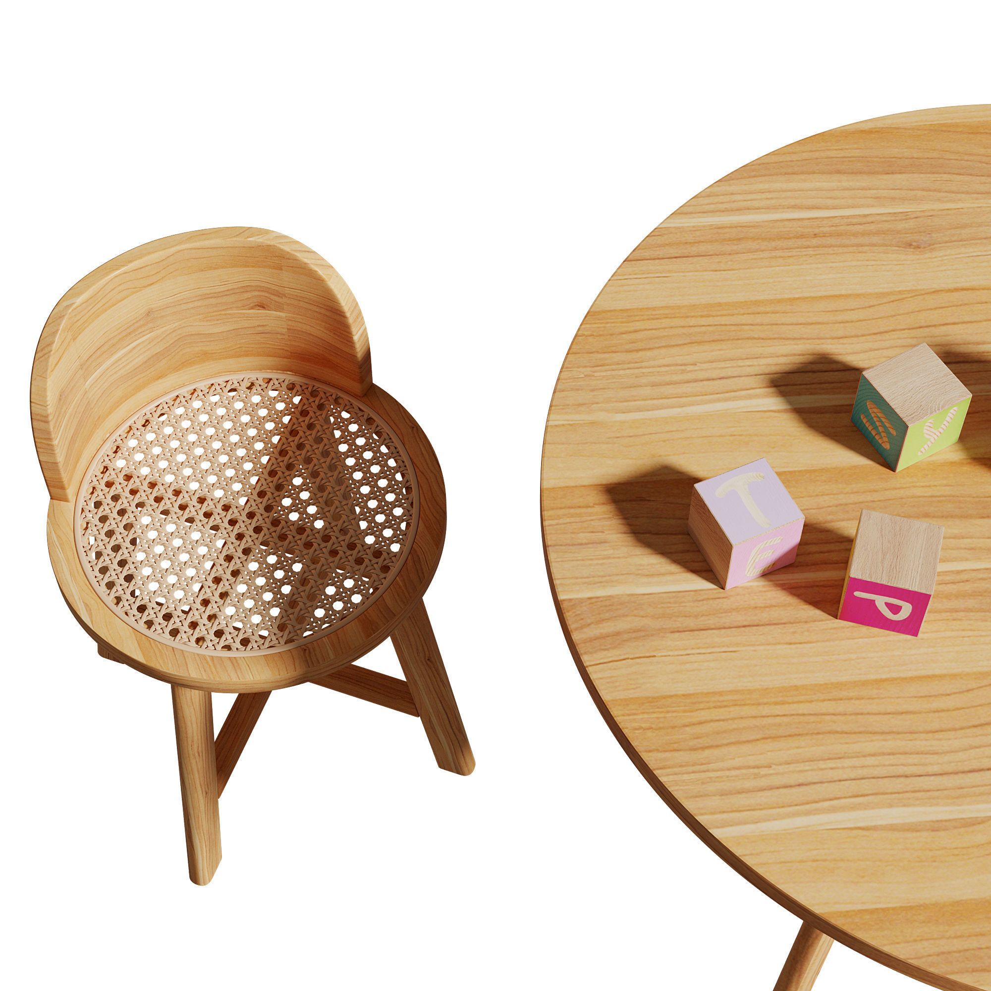 Kathyscove Quinns Junior Round Activity Wood Table Chairs Set 3D model_21